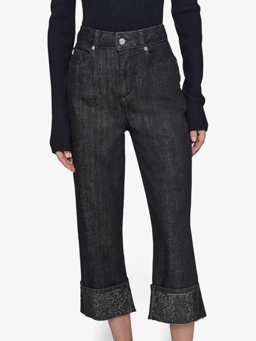 Karl Lagerfeld Denim Bling Crystal Cuff Jeans